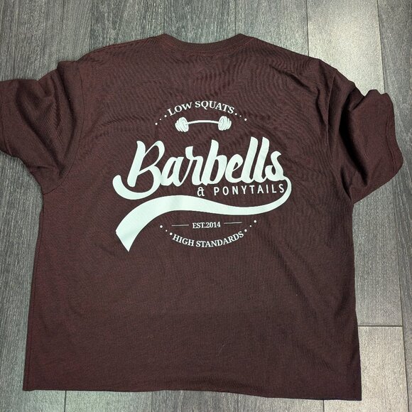 Barbells And Ponytails Crop "Logo" T-Shirt Sz M NEW - Picture 1 of 2